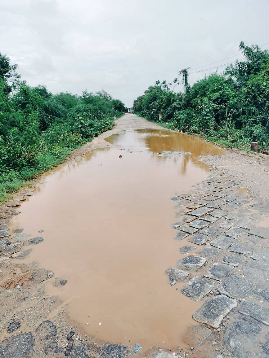 ಲಕ್ಷ್ಮೇಶ್ವರ ತಾಲ್ಲೂಕಿನ ದೊಡ್ಡೂರು ಗ್ರಾಮದ ಸುತ್ತಮುತ್ತ ಗುರುವಾರ ಬಿರುಸಿನ ಮಳೆ ಸುರಿದ ಹಿನ್ನೆಲೆಯಲ್ಲಿ ಗ್ರಾಮದ ಹತ್ತಿರದ ಹಳ್ಳ ತುಂಬಿ ಹರಿಯಿತು