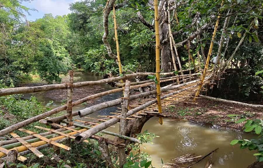 ಶಿರಸಿ ತಾಲ್ಲೂಕಿನ ಅಡವಿಮನೆಯ ಬಳಿ ಗ್ರಾಮಸ್ಥರು ನಿರ್ಮಿಸಿಕೊಂಡ ಬಿದಿರು ಕಾಲುಸಂಕ