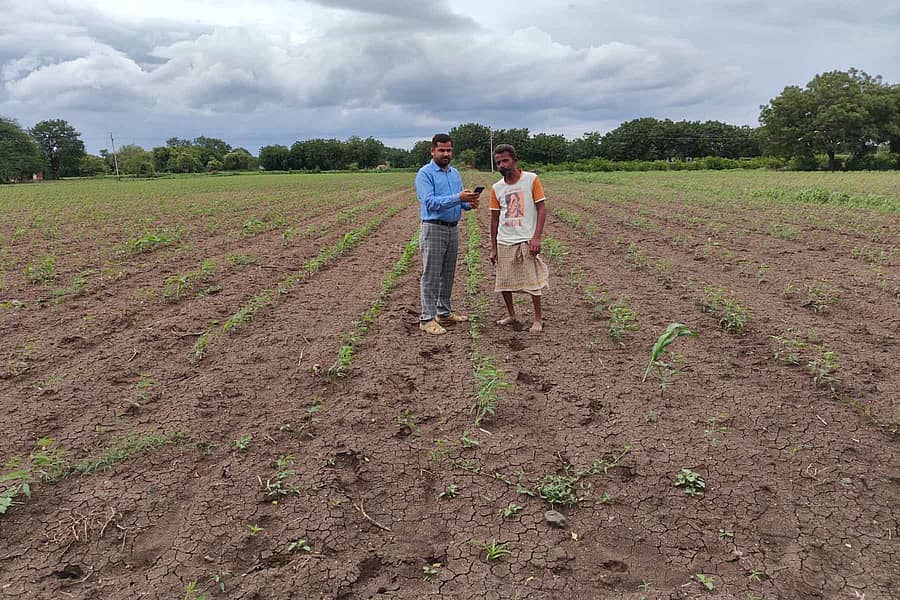 ಇಂಡಿ ತಾಲ್ಲೂಕಿನ ಸಾತಪುರದ ಹೊಲದಲ್ಲಿ ಕೃಷಿ ಇಲಾಖೆ ಉಪ ನಿರ್ದೇಶಕ ರೈತರಿಗೆ ಬೆಳೆ ಸಮೀಕ್ಷೆ ಮಾಹಿತಿ ನೀಡಿದರು