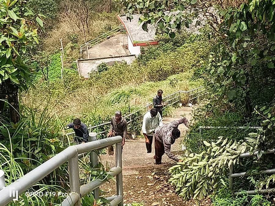 ಆಲೂರುಸಿದ್ದಾಪುರ ರೋಟರಿ ಕ್ಲಬ್ ವತಿಯಿಂದ ಮಾಲಂಬಿ ಮಳೆ ಮಲ್ಲೇಶ್ವರ ಬೆಟ್ಟದಲ್ಲಿ ಹಮ್ಮಿಕೊಂಡಿದ್ದ ಸ್ವಚ್ಛತಾ ಕಾರ್ಯದಲ್ಲಿ ರೋಟರಿ ಸದಸ್ಯರು ಮತ್ತು ಗ್ರಾಮಸ್ಥರು ಪಾಲ್ಗೊಂಡು ಸ್ವಚ್ಛಗೊಳಿಸುತ್ತಿರುವುದು