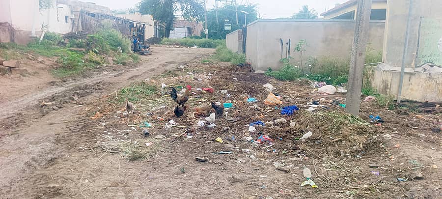 ನರೇಗಲ್ ಹೋಬಳಿ ಹೊಸಹಳ್ಳಿಯ 1ನೇ ವಾರ್ಡ್ನ ದಲಿತರ ಕಾಲೊನಿಯ ರಸ್ತೆಯಲ್ಲಿ ಹಾಕಿರುವ ಕಸದ ರಾಶಿ