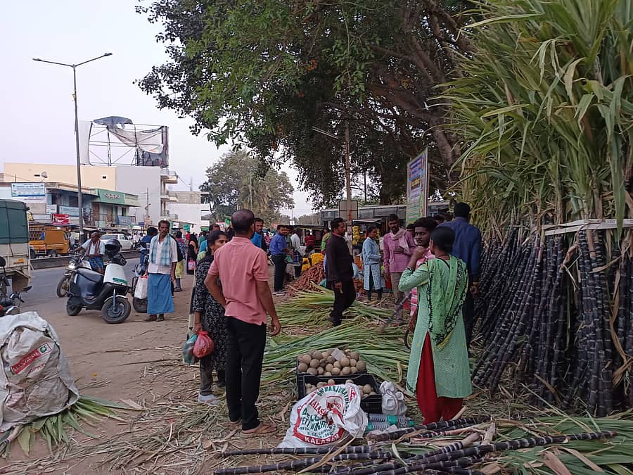 ಶಿವರಾತ್ರಿ ಹಬ್ಬದ ಪ್ರಯುಕ್ತ ವೇಮಗಲ್ ಪಟ್ಟಣದಲ್ಲಿ ಹಬ್ಬದ ಸಾಮಗ್ರಿಗಳ ಖರೀದಿ ಜೋರಾಗಿತ್ತು.