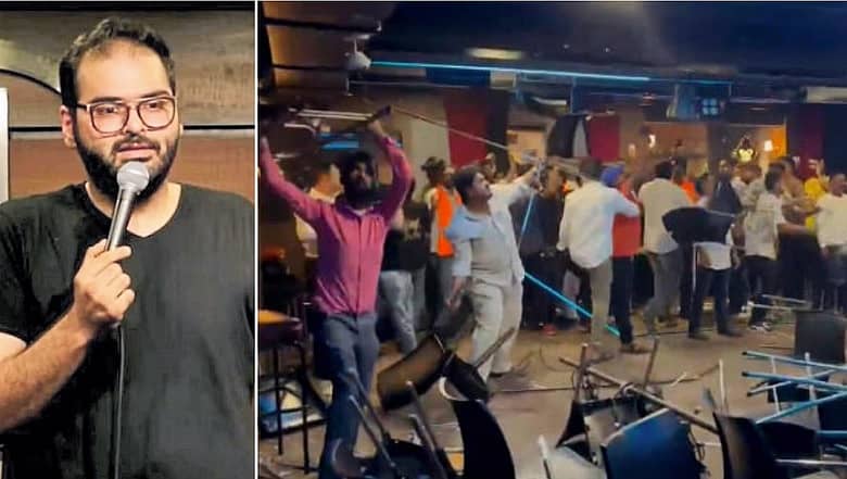 <div class="paragraphs"><p>ಸ್ಟ್ಯಾಂಡ್ಅಪ್ ಕಾಮಿಡಿಯನ್ ಕುನಾಲ್ ಕಾಮ್ರಾ ಮತ್ತು ಹೋಟೆಲ್ ಧ್ವಂಸಗೊಳಿಸುತ್ತಿರುವ ಶಿವಸೇನಾ ಕಾರ್ಯಕರ್ತರು </p></div>