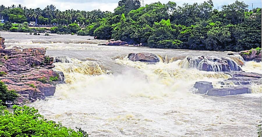 <div class="paragraphs"><p>ಸಾಲಿಗ್ರಾಮ ತಾಲ್ಲೂಕಿನ ಚುಂಚನಕಟ್ಟೆ ಧನುಷ್ಕೋಟಿ ಜಲಪಾತದಲ್ಲಿ ಕಾವೇರಿ ತುಂಬಿ ಹರಿಯುತ್ತಿದೆ</p></div>