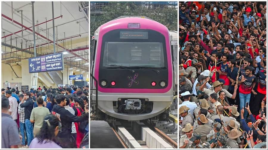 <div class="paragraphs"><p>ನಿನ್ನೆ ನಮ್ಮ ಮೆಟ್ರೊದಲ್ಲಿ ಭಾರಿ ಜನ ಸಂಚಾರ! ‘RCB ಸಂಭ್ರಮ’ಕ್ಕೆ ಬಂದವರೇ ಹೆಚ್ಚು</p></div>