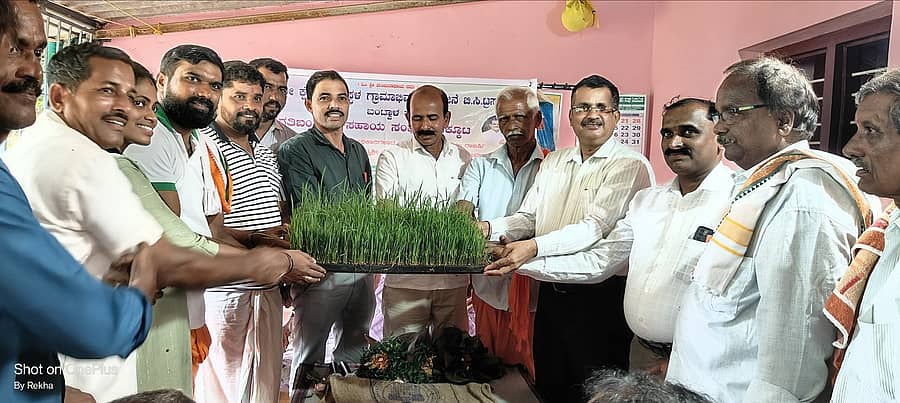 ಬಂಟ್ವಾಳ ತಾಲ್ಲೂಕಿನ ಧರ್ಮಸ್ಥಳ ಗ್ರಾಮಾಭಿವೃದ್ಧಿ ಯೋಜನೆ ವತಿಯಿಂದ ವಾಮದಪದವು ಸದಾಶಿವ ಪೂಜಾರಿ ಅವರ ಮನೆಯಲ್ಲಿ ಗುರುವಾರ ಏರ್ಪಡಿಸಿದ್ದ 'ನಾಟಿ ಕ್ಷೇತ್ರ ಪಾಠ ಮತ್ತು ಪ್ರಾತ್ಯಕ್ಷಿಕೆಗೆ ಕೃಷಿ ವಿಭಾಗ ಕೇಂದ್ರ ಕಚೇರಿ ಪ್ರಾದೇಶಿಕ ನಿರ್ದೇಶಕ ಮನೋಜ್ ಮಿನೇಜಸ್ ಚಾಲನೆ ನೀಡಿದರು