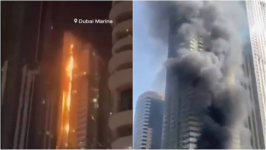 <div class="paragraphs"><p>ದುಬೈನ ಪಿನಾಕಲ್ ಟವರ್ನಲ್ಲಿ ಕಾಣಿಸಿಕೊಂಡ ಬೆಂಕಿ</p></div>