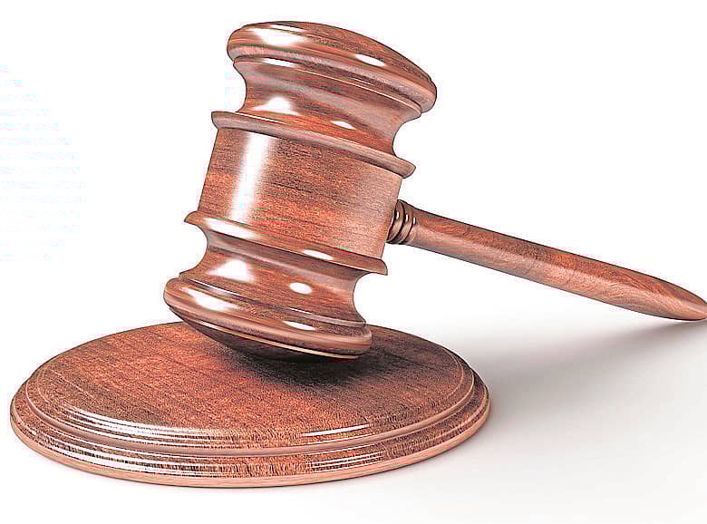 Judges hammer sitting on a base