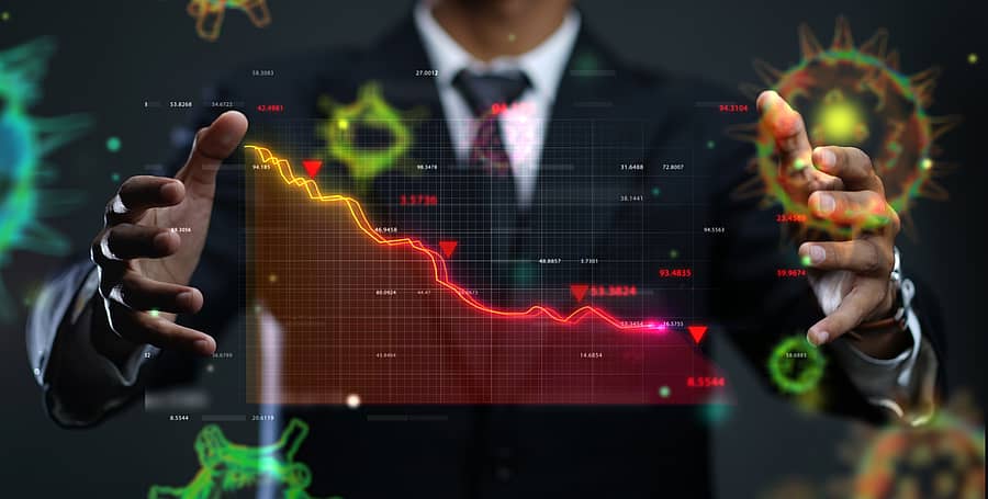 Businessman Showing Crashing Stock Market Due to Coronavirus Covid-19
Businessman Showing Crashing Stock Market Due to Coronavirus Covid-19