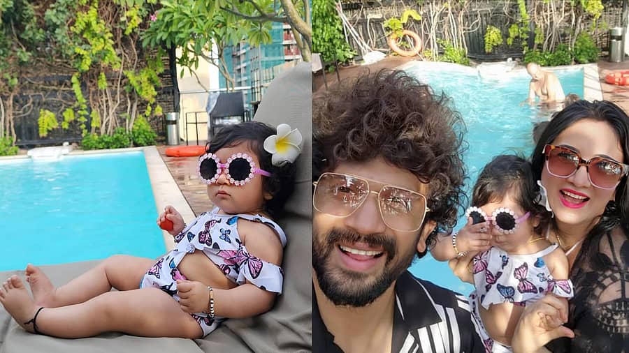 <div class="paragraphs"><p>ಮಗಳೊಂದಿಗೆ ಹರ್ಷಿಕಾ ಪೂಣಚ್ಚ ಮತ್ತು ಭುವನ್</p></div>