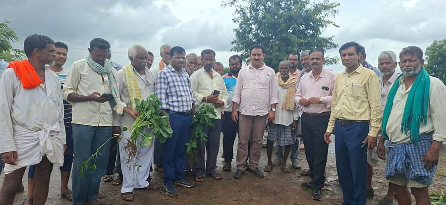ಬೈಲಹೊಂಗಲ ತಾಲ್ಲೂಕಿನ ವಿವಿಧ ಗ್ರಾಮಗಳ ರೈತರ ಜಮೀನುಗಳಿಗೆ ಸಹಾಯಕ ಕೃಷಿ ನಿರ್ದೇಶಕ ಬಸವರಾಜ ದಳವಾಯಿ ಹಾಗೂ ಕೃಷಿ ವಿಜ್ಙಾನಿಗಳು ಭೇಟಿ ನೀಡಿ ಪೀಡೆ ಸರ್ವೇಕ್ಷಣಾ ಸಮೀಕ್ಷೆ ಮಾಡಿದರು