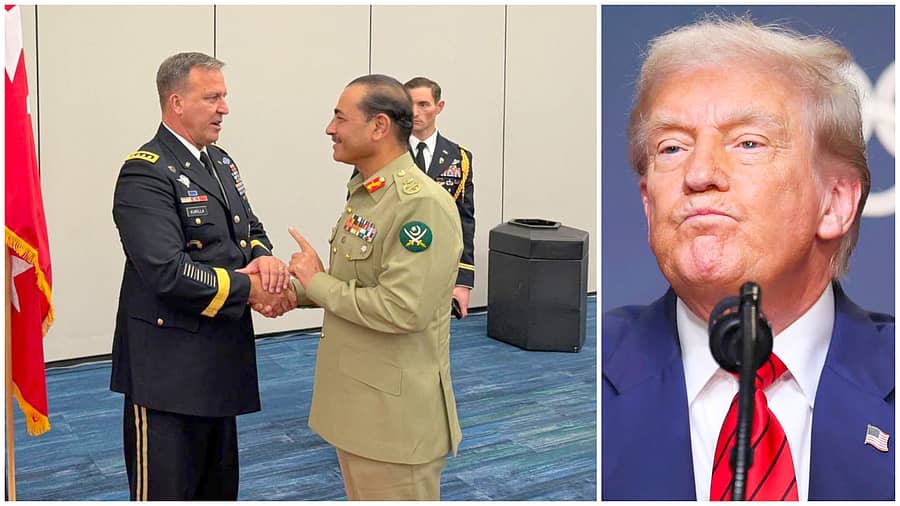 <div class="paragraphs"><p>ಅಮೆರಿಕದ ಸೇನಾಧಿಕಾರಿ ಜೊತೆ ಮುನೀರ್, ಟ್ರಂಪ್</p></div>