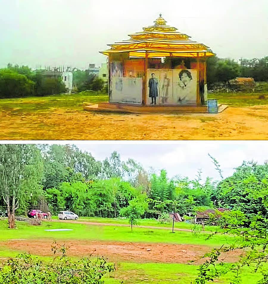 <div class="paragraphs"><p>ನಟ ವಿಷ್ಣುವರ್ಧನ್ ಸಮಾಧಿ ನೆಲಸಮಕ್ಕೆ ಮೊದಲು ಮತ್ತು ನಂತರ</p><p> </p></div><div class="paragraphs"><p><br></p></div>