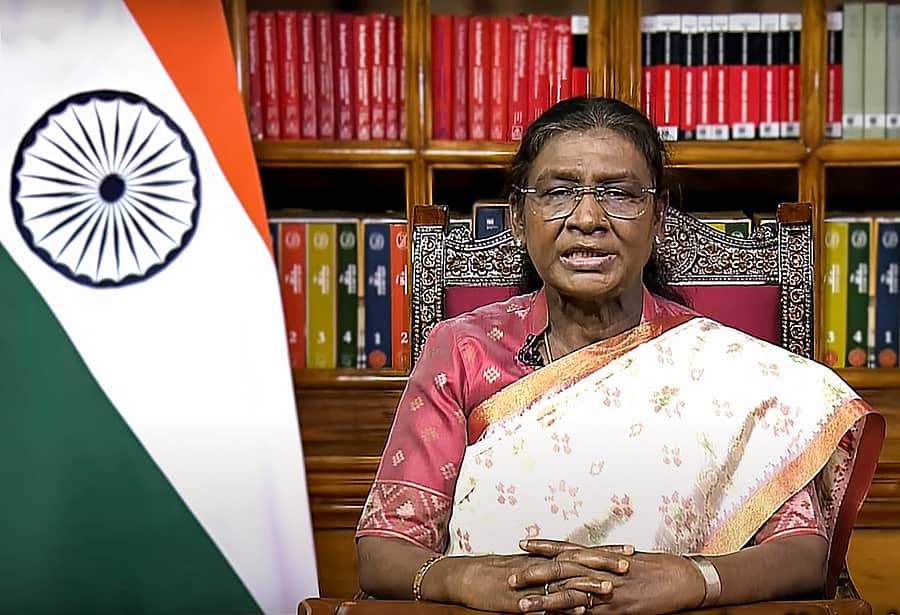 <div class="paragraphs"><p>ಸ್ವಾತಂತ್ರ್ಯ ದಿನಾಚರಣೆ ಮುನ್ನಾ ದಿನವಾದ ಗುರುವಾರ ರಾಷ್ಟ್ರಪತಿ ದ್ರೌಪದಿ ಮುರ್ಮು ಅವರು ದೇಶವನ್ನು ಉದ್ದೇಶಿಸಿ ಮಾತನಾಡಿದರು <strong>- ಪಿಟಿಐ ಚಿತ್ರ</strong>&nbsp; </p></div>