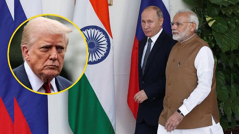 <div class="paragraphs"><p>ರಷ್ಯಾ ಅಧ್ಯಕ್ಷ ವ್ಲಾಡಿಮಿರ್‌ ಪುಟಿನ್‌ ಅವರೊಂದಿಗೆ ಭಾರತದ ಪ್ರಧಾನಿ ನರೇಂದ್ರ ಮೋದಿ. ಒಳಚಿತ್ರದಲ್ಲಿ ಅಮೆರಿಕದ ಅಧ್ಯಕ್ಷ ಡೊನಾಲ್ಡ್‌ ಟ್ರಂಪ್‌</p></div>