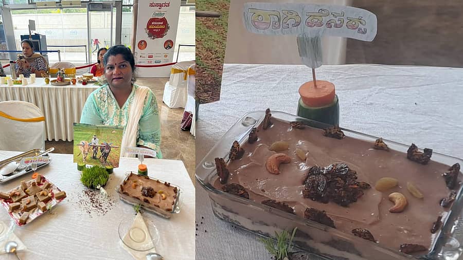 <div class="paragraphs"><p>‘ಪ್ರಜಾವಾಣಿ’ಯ ಕರುನಾಡ ಸವಿಯೂಟ 4ನೇ ಆವೃತ್ತಿಯ ಅಡುಗೆ ಸ್ಪರ್ಧೆಯಲ್ಲಿ ‘ರಾಗಿ ಡೆಸರ್ಟ್’ ಸಿದ್ಧಪಡಿಸಿ ಮೊದಲ ಬಹುಮಾನ ಪಡೆದ ಬೆಂಗಳೂರಿನ ಎಚ್.ಎಲಿಜಬೆತ್</p></div>