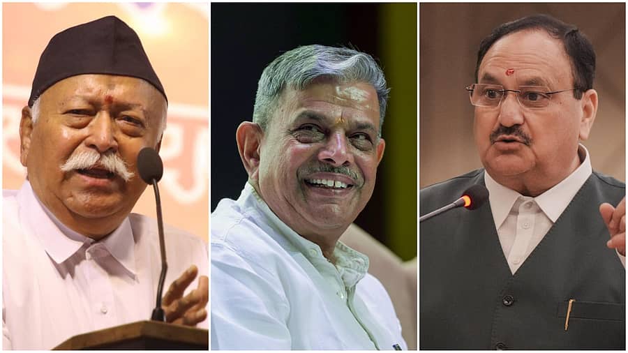 <div class="paragraphs"><p>ಮೋಹನ ಭಾಗವತ್, ದತ್ತಾತ್ರೇಯ ಹೊಸಬಾಳೆ, ಜೆ.ಪಿ. ನಡ್ಡಾ</p></div>