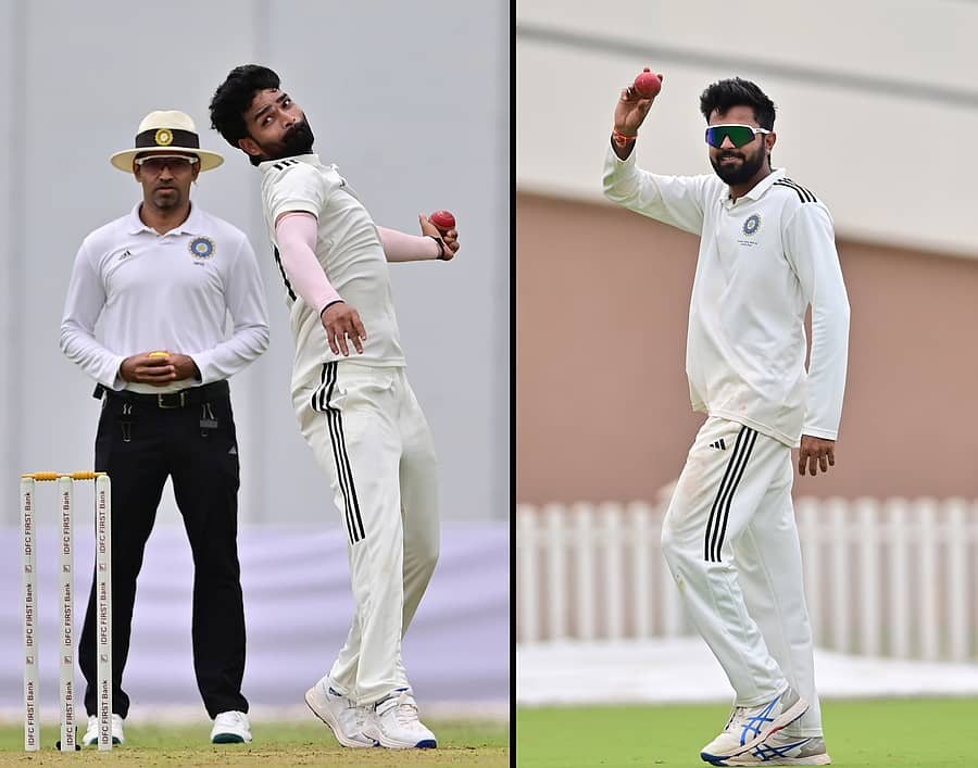 <div class="paragraphs"><p>ಬೆಂಗಳೂರಿನ ಬಿಸಿಸಿಐ ಸೆಂಟರ್ ಫಾರ್ ಎಕ್ಸೆಲೆನ್ಸ್ ಕ್ರೀಡಾಂಗಣದಲ್ಲಿಗುರುವಾರ ಆರಂಭವಾದ ದುಲೀಪ್ ಟ್ರೋಫಿ ಫೈನಲ್ ಪಂದ್ಯದಲ್ಲಿ&nbsp; ಕೇಂದ್ರ ವಲಯ ತಂಡದ ಕುಮಾರ್ ಕಾರ್ತಿಕೇಯ ಹಾಗು ಸಾರಾಂಶ ಜೈನ್&nbsp;&nbsp; </p></div>