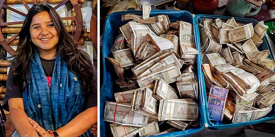 ನೂಪುರ ಬೊರಾ (ಎಡಚಿತ್ರ) ವಶಪಡಿಸಿಕೊಳ್ಳಲಾದ ಹಣ
