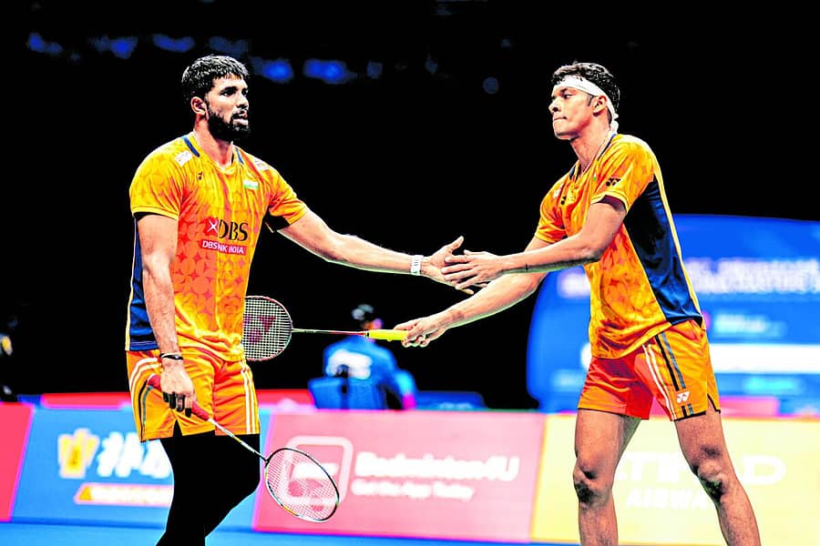 <div class="paragraphs"><p>ಭಾರತದ ಅಗ್ರಮಾನ್ಯ ಡಬಲ್ಸ್ ಜೋಡಿ ಸಾತ್ವಿಕ್‌ ಸಾಯಿರಾಜ್‌ ರಣಕಿರೆಡ್ಡಿ ಮತ್ತು ಚಿರಾಗ್‌ ಶೆಟ್ಟಿ &nbsp;</p></div>