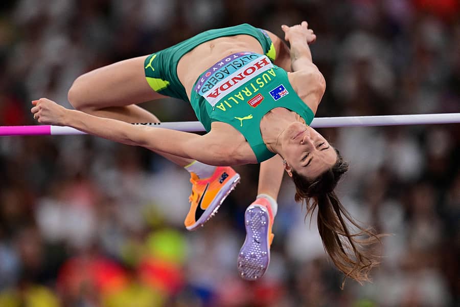 <div class="paragraphs"><p>ಹೈಜಂಪ್‌ ಚಿನ್ನ ಗೆದ್ದ ಆಸ್ಟ್ರೇಲಿಯಾದ ನಿಕೋಲಾ ಒಲಿಸ್ಲೇಗರ್ಸ್‌ </p></div>