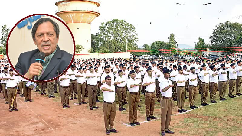 <div class="paragraphs"><p>ಆರ್‌ಎಸ್‌ಎಸ್‌ ಪಥ ಸಂಚಲನ (ಒಳಚಿತ್ರದಲ್ಲಿ –&nbsp;ನಿವೃತ್ತ ನ್ಯಾಯಮೂರ್ತಿ ಸಂತೋಷ ಹೆಗ್ಡೆ)</p></div>