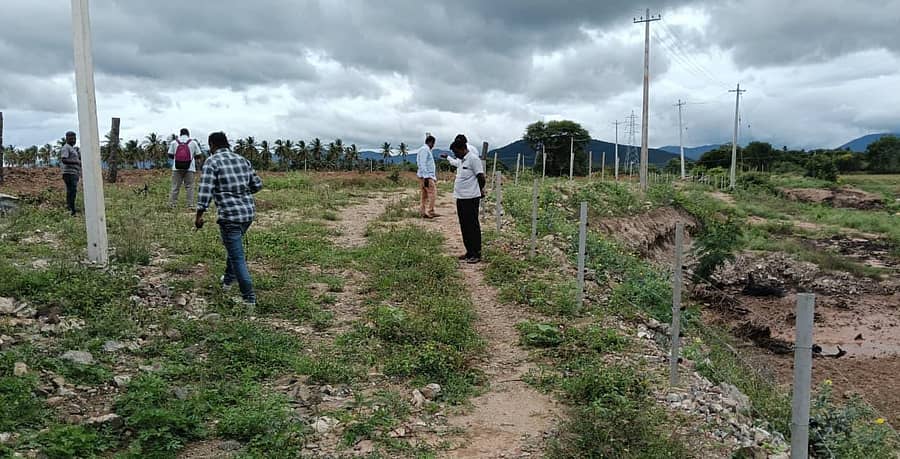 ಹನೂರು ಪಟ್ಟಣದಲ್ಲಿ ಖಾಸಗಿ ವ್ಯಕ್ತಿಯೊಬ್ಬರು ಒತ್ತುವರಿ ಮಾಡಿಕೊಂಡಿದ್ದ ಸರ್ಕಾರಿ ಜಮೀನನ್ನು ಕಂದಾಯ ಅಧಿಕಾರಿಗಳು ಸರ್ವೇ ನಡೆಸಿದರು