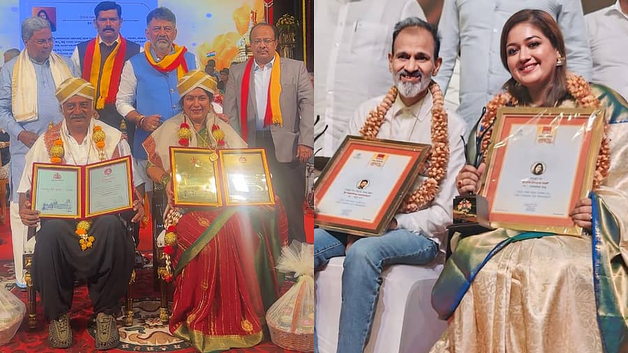 <div class="paragraphs"><p>ಪ್ರಕಾಶ್ ರಾಜ್,&nbsp;ವಿಜಯಲಕ್ಷ್ಮಿ ಸಿಂಗ್,&nbsp;ರಾಘವೇಂದ್ರ ರಾಜಕುಮಾರ್, ಮೇಘನಾ ರಾಜ್</p></div>