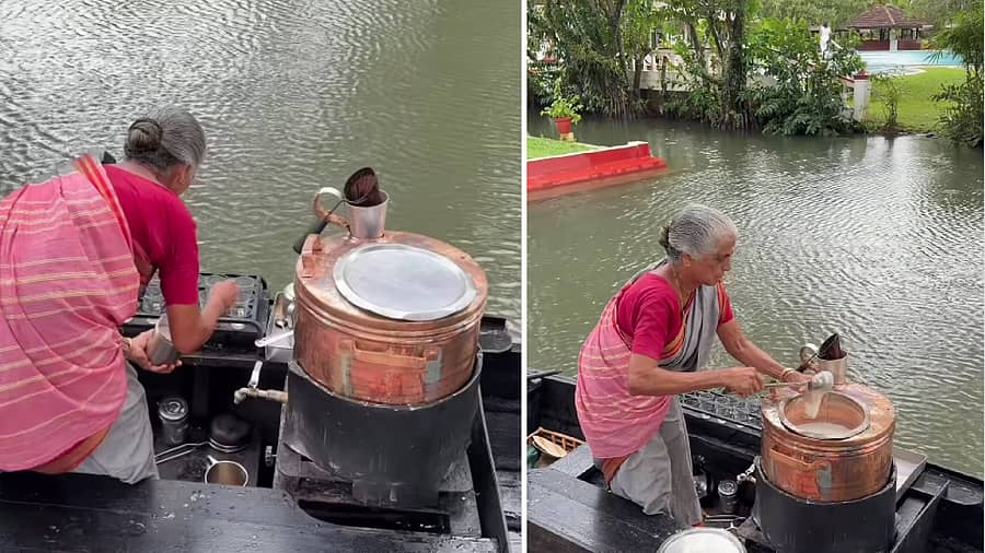 <div class="paragraphs"><p>ದೋಣಿಯಲ್ಲಿ ಚಹಾ ಅಂಗಡಿ ತೆರೆದ ವೃದ್ಧೆ</p></div>