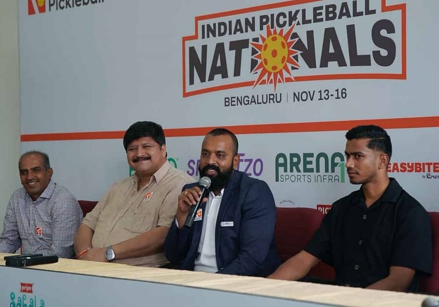 ಕರ್ನಾಟಕ ‍ಪಿಕಲ್‌ಬಾಲ್‌ ಸಂಸ್ಥೆಯ ಅಧ್ಯಕ್ಷ ಶ್ರೀಹರ್ಷ ಪತ್ರಿಕಾಗೋಷ್ಠಿಯಲ್ಲಿ ಮಾತನಾಡಿದರು. ಸ್ಪೋರ್ಟ್ಸ್ ಸ್ಕೂಲ್‌ನ ಸಹ ಸಂಸ್ಥಾಪಕ ಶ್ರೀನಿವಾಸ್ ಟಿ.ಆರ್, ಕರ್ನಾಟಕ ಕುಸ್ತಿ ಸಂಘದ ಅಧ್ಯಕ್ಷ ಗುಣರಂಜನ್ ಶೆಟ್ಟಿ, ಬೆಂಗಳೂರು ಫುಟ್‌ಬಾಲ್‌ ಕ್ಲಬ್ ಮತ್ತು ರಾಷ್ಟ್ರೀಯ ತಂಡದ ಆಟಗಾರ ಆಶಿಕ್ ಕುರುಣ್ಯನ್ ಉಪಸ್ಥಿತರಿದ್ದರು