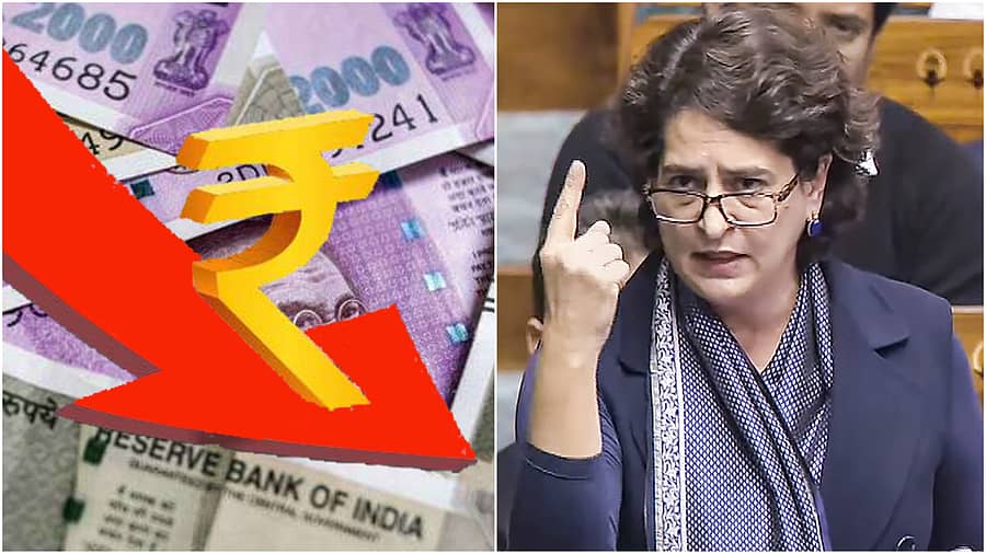 <div class="paragraphs"><p>ರೂಪಾಯಿ ಮೌಲ್ಯ ಕುಸಿತ, ಪ್ರಿಯಾಂಕಾ ಗಾಂಧಿ ವಾದ್ರಾ</p></div>