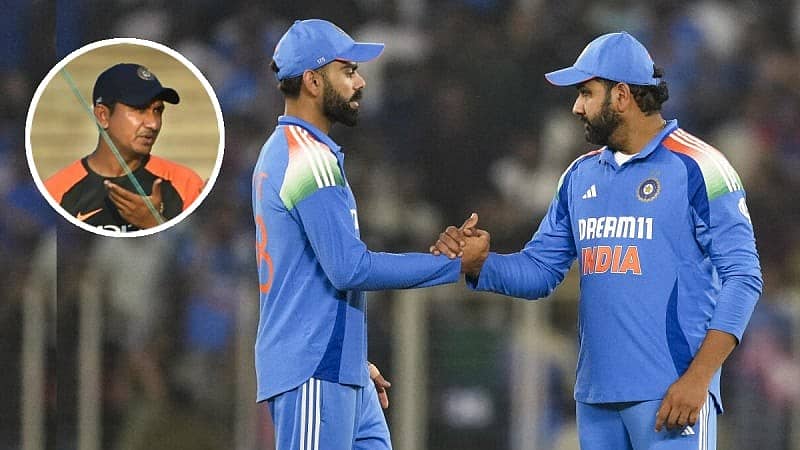 <div class="paragraphs"><p>ವಿರಾಟ್ ಕೊಹ್ಲಿ ಮತ್ತು ರೋಹಿತ್ ಶರ್ಮಾ (ಒಳಚಿತ್ರದಲ್ಲಿ ಸಂಜಯ್ ಬಂಗಾರ್)</p></div>