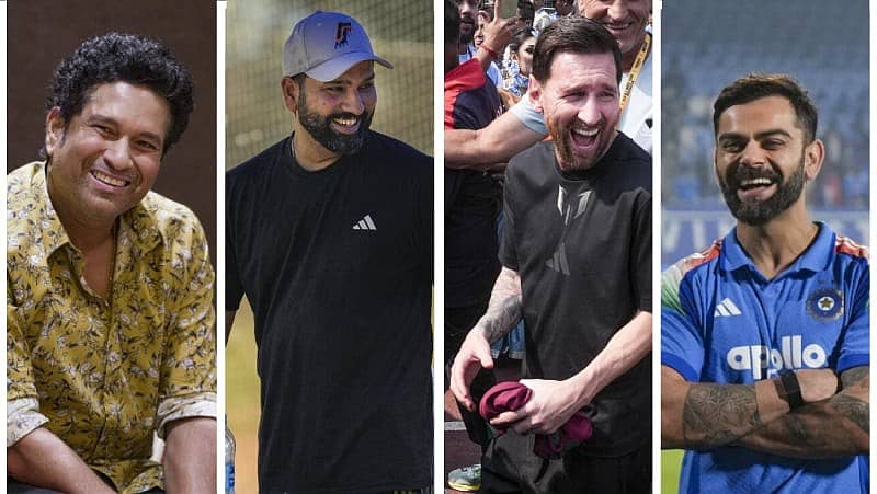 <div class="paragraphs"><p>ಸಚಿನ್ ತೆಂಡೂಲ್ಕರ್, ರೋಹಿತ್ ಶರ್ಮಾ, ಲಿಯೊನೆಲ್ ಮೆಸ್ಸಿ, ವಿರಾಟ್ ಕೊಹ್ಲಿ, </p></div>