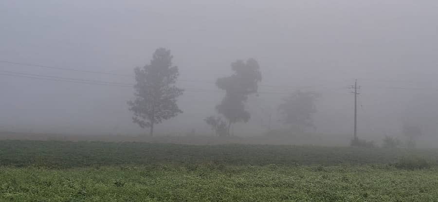 ಮುಳಬಾಗಿಲು ತಾಲ್ಲೂಕಿನಲ್ಲಿ ಮಂಜು ಹಾಗೂ ಮೋಡ ಮುಚ್ಚಿದ ವಾತಾವರಣ ಆವರಿಸಿತ್ತು 