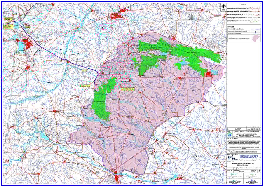 ಕವಿತಾಳ ಸಮೀಪದ ಪಾಮನಕಲ್ಲೂರು ಮತ್ತಿತರ ಹಳ್ಳಿಗಳಿಗೆ ನೀರಾವರಿ ಸೌಲಭ್ಯ ಕಲ್ಪಿಸುವ ಕಾಲುವೆ ನಿರ್ಮಾಣದ ನೀಲ ನಕ್ಷೆ