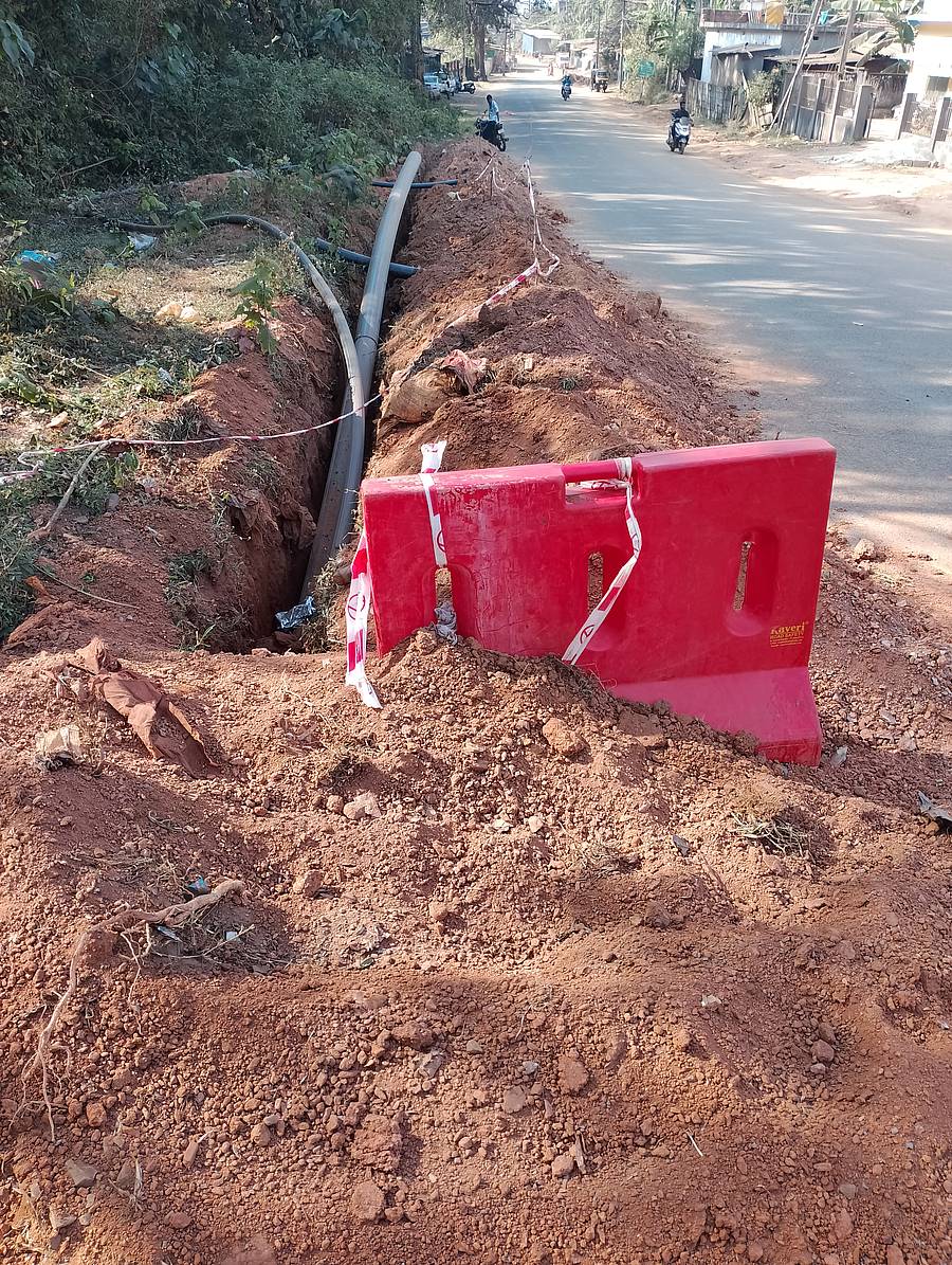 ಶಿರಸಿಯಲ್ಲಿ ನಡೆಯುತ್ತಿರುವ ಪೈಪ್ಲೈನ್ ಕಾಮಗಾರಿ