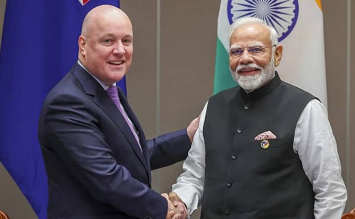 <div class="paragraphs"><p>ಭಾರತದ ಪ್ರಧಾನಿ ನರೇಂದ್ರ ಮೋದಿ ಮತ್ತು ನ್ಯೂಜಿಲೆಂಡ್ ಪ್ರಧಾನಿ ಕ್ರಿಸ್ಟೊಫರ್ ಲಕ್ಸನ್</p></div>