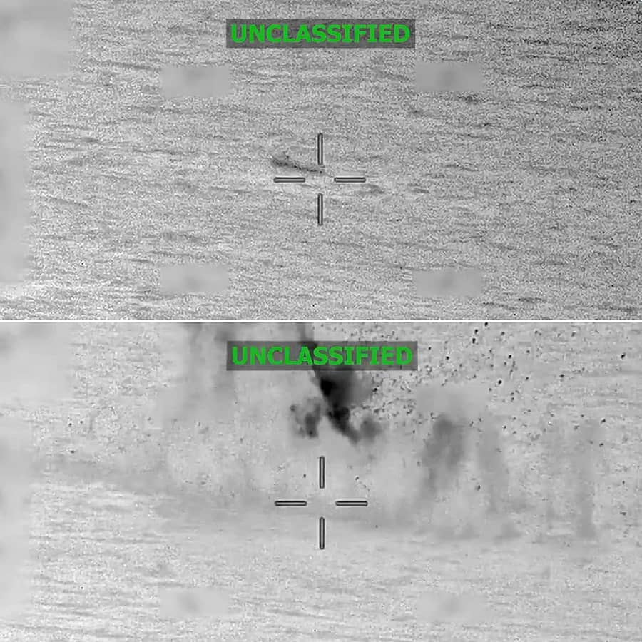 <div class="paragraphs"><p>ಪೂರ್ವ ಪೆಸಿಫಿಕ್‌ ಮಹಾಸಾಗರದಲ್ಲಿ ದೋಣಿ ಮೇಲೆ ಅಮೆರಿಕ ಸೇನೆ ದಾಳಿ ನಡೆಸಿದ ದೃಶ್ಯ</p></div>