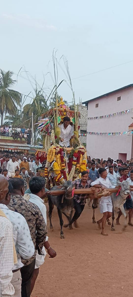 ತಿ.ನರಸೀಪುರ ತಾಲ್ಲೂಕಿನ ಮೂಗೂರು ಗ್ರಾಮದ ತ್ರಿಪುರ ಸುಂದರಿ ಅಮ್ಮನವರ ಜಾತ್ರಾ ಉತ್ಸವದ ಅಂಗವಾಗಿ ಶನಿವಾರ ಬಂಡಿ ಉತ್ಸವ ನಡೆಯಿತು