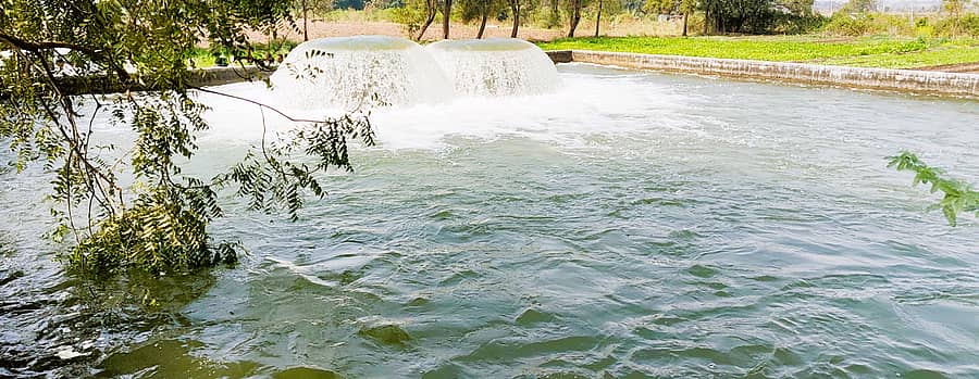  ಅಫಜಲಪುರ ತಾಲ್ಲೂಕಿನ ಭೀಮಾ ಬ್ಯಾರೇಜ್‌ನಿಂದ ಬಳುಂಡಗಿ ಏತ ನೀರಾವರಿ ಕಾಲುವೆಗೆ ನೀರು ಹರಿಯುತ್ತಿರುವುದು