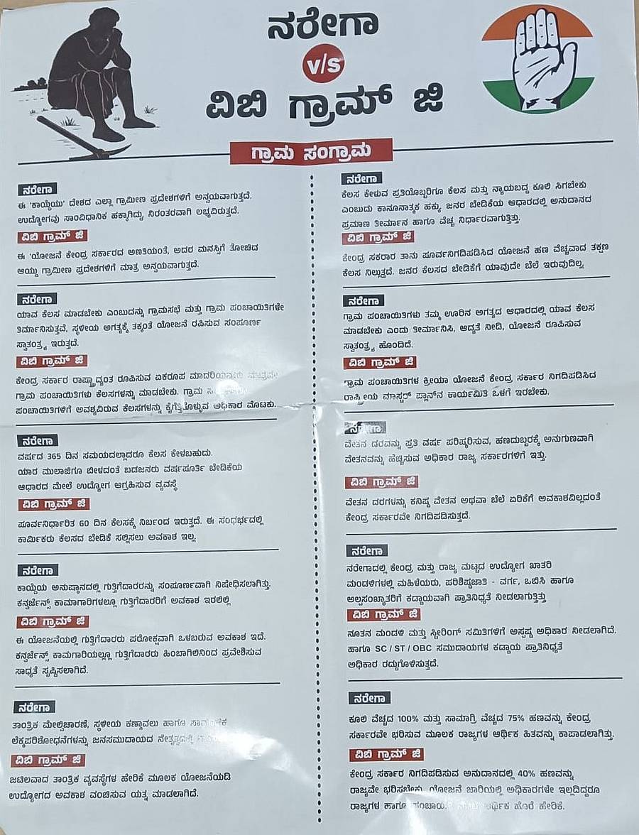 ವಿಜಯನಗರ ಜಿಲ್ಲೆಯ ಗ್ರಾಮ ಗ್ರಾಮಗಳಲ್ಲಿ ಜನರಿಗೆ ಹಂಚಲು ಸಿದ್ಧವಾಗಿರುವ ಕರಪತ್ರ. ಇದರಲ್ಲಿ ಹಳೆಯ ಮತ್ತು ಹೊಸ ಕಾರ್ಯಕ್ರಮದ ತುಲನೆ ಮಾಡಿ ಜನರಿಗೆ ಅರ್ಥ ಮಾಡಿಸುವ ಪ್ರಯತ್ನ ನಡೆದಿದೆ