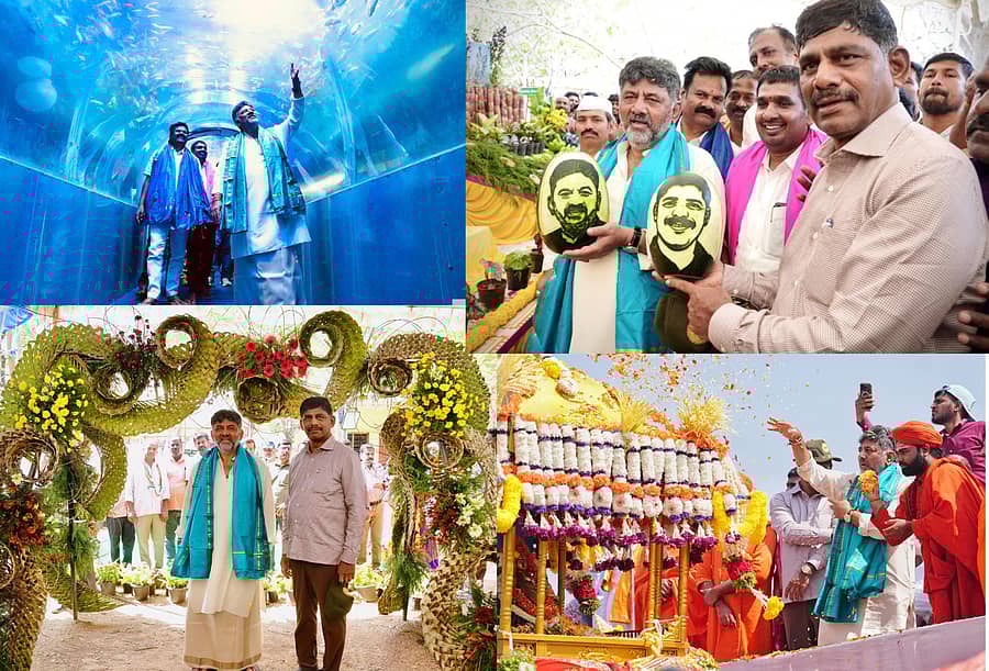 <div class="paragraphs"><p>ಕನಕೋತ್ಸವದಲ್ಲಿ&nbsp;ಡಿಸಿಎಂ ಡಿ. ಕೆ. ಶಿವಕುಮಾರ್ ಹಾಗೂ ಡಿ. ಕೆ. ಸುರೇಶ್ ಕಲಾಕೃತಿ ವೀಕ್ಷಿಸಿದರು</p></div>