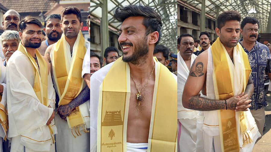 <div class="paragraphs"><p>‌ಪದ್ಮನಾಭಸ್ವಾಮಿ ದೇಗುಲಕ್ಕೆ ಟೀಂ ಇಂಡಿಯಾ ಭೇಟಿ</p></div>