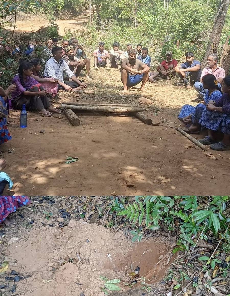 ಬಾಳೆಹೊನ್ನೂರು ಸಮೀಪದ ಅಗಳಗಂಡಿ ಗ್ರಾಮ ಪಂಚಾಯತಿ ವ್ಯಾಪ್ತಿಯ ಕಾಡಿನಲ್ಲಿ ಗಿಡ ನೆಡುವುದನ್ನು ವಿರೋಧಿಸಿ ಗ್ರಾಮಸ್ಥರು ಸಾಂಕೇತಿಕವಾಗಿ ಪ್ರತಿಭಟನೆ ನಡೆಸಿದರು