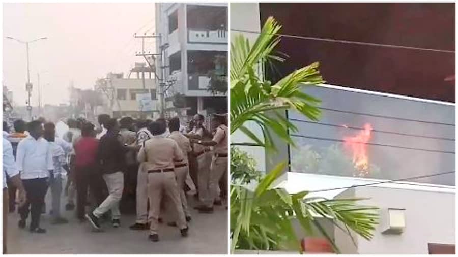 <div class="paragraphs"><p>ಟಿಡಿಪಿ ಕಾರ್ಯಕರ್ತರಿಂದ ಮಾಜಿ ಸಚಿವ, YSRCP ನಾಯಕ ಜೋಗಿ ರಮೇಶ್ ಮನೆಗೆ ಬೆಂಕಿ</p></div>