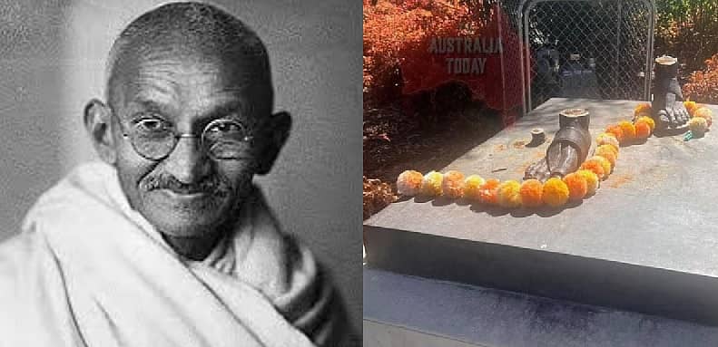 <div class="paragraphs"><p>ಮಹಾತ್ಮ ಗಾಂಧೀಜಿ ಮತ್ತು ಪ್ರತಿಮೆ ಕಳ್ಳತನವಾಗಿರುವ ಸ್ಥಳ</p></div>