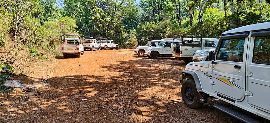 ಕೆಮ್ಮಣ್ಣುಗುಂಡಿ ಪ್ರವಾಸಿ ತಾಣದಲ್ಲಿ ಪ್ರವಾಸಿಗರಲ್ಲಿದೆ ಜೀಪ್‌ಗಳು ಖಾಲಿ ನಿಂತಿರುವುದು