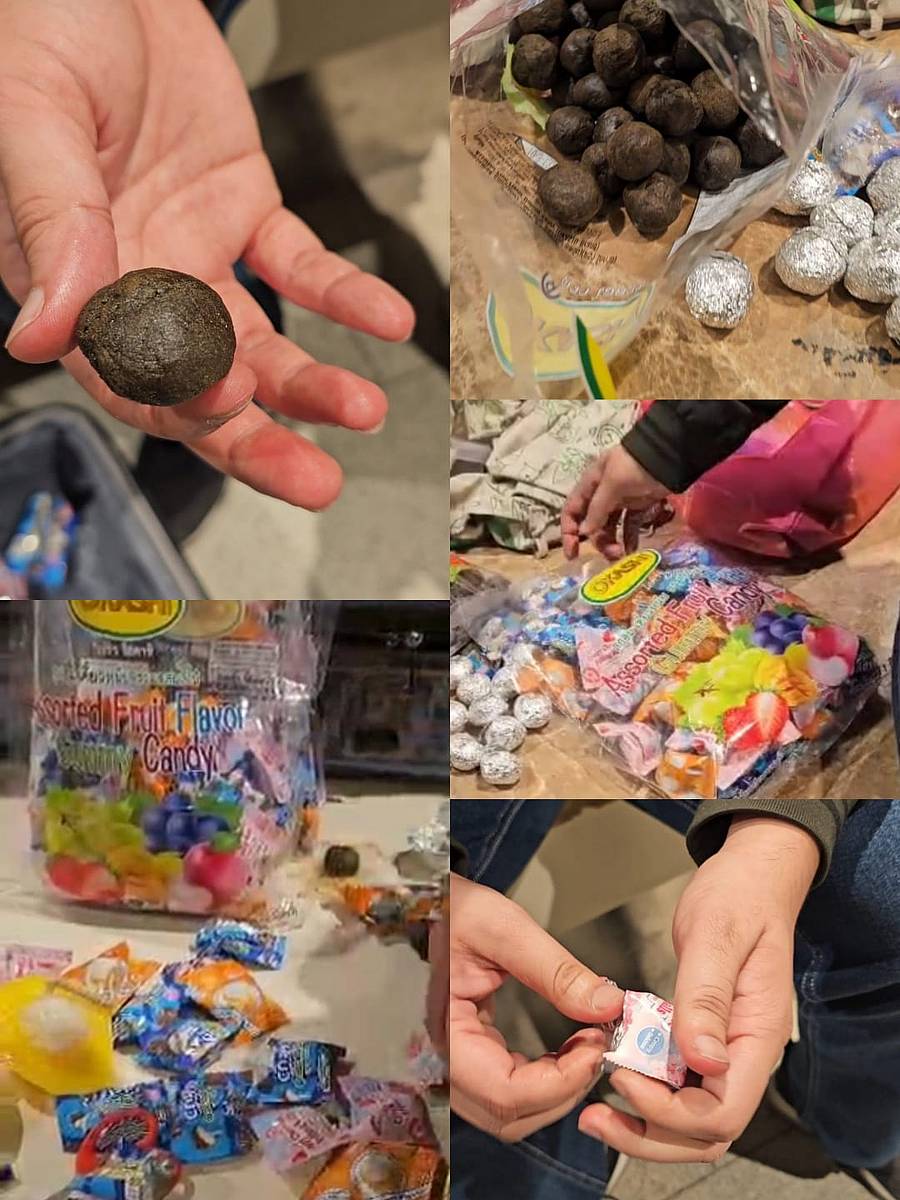 ಬ್ಯಾಂಕಾಕ್‌ನಿಂದ ಬಂದ ಪ್ರಯಾಣಿಕನಿಂದ ವಶಪಡಿಸಿಕೊಂಡ 1.7 ಕೆಜಿ ಹಶೀಶ್ ಅನ್ನು ಪ್ರದರ್ಶಿಸುತ್ತಿರುವ ಕೆಂಪೇಗೌಡ ಅಂತರರಾಷ್ಟ್ರೀಯ ವಿಮಾನ ನಿಲ್ದಾಣದ ಕಸ್ಟಮ್ಸ್ ಅಧಿಕಾರಿಗಳು.