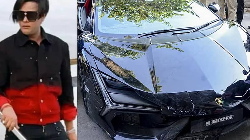 <div class="paragraphs"><p>ಶಿವಂ ಮಿಶ್ರಾ ಮತ್ತು ಅಪಘಾತಕ್ಕೀಡಾಗಿರುವ&nbsp;ಲ್ಯಾಂಬೊರ್ಗಿನಿ ಕಾರು</p></div>