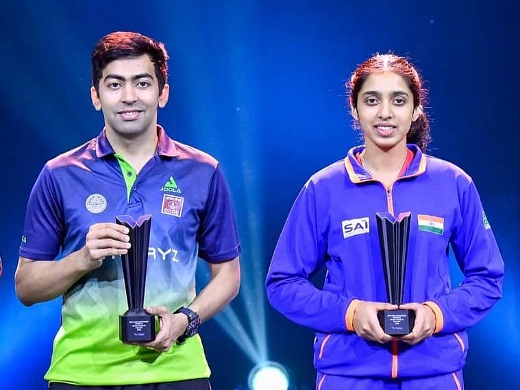 <div class="paragraphs"><p>ಪ್ರಶಸ್ತಿಯೊಂದಿಗೆ ಹರ್ಮೀತ್‌ ದೇಸಾಯಿ ಹಾಗೂ ಯಶಸ್ವಿನಿ ಘೋರ್ಪಡೆ</p></div>